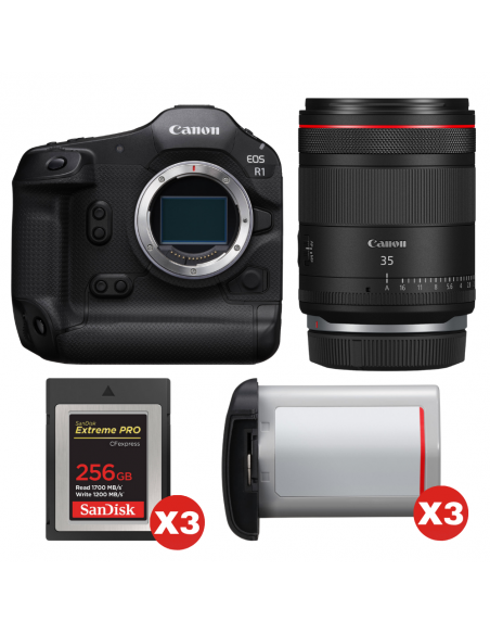 Canon EOS R1 + RF 35mm f/1.4 L VCM + 3 SanDisk 256GB Extreme PRO CFexpress Type B + 3 Canon LP-E19|MCZ DIRECT