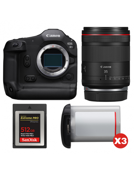 Canon EOS R1 + RF 35mm f/1.4 L VCM + 1 SanDisk 512GB Extreme PRO CFexpress Type B + 3 Canon LP-E19|MCZ DIRECT