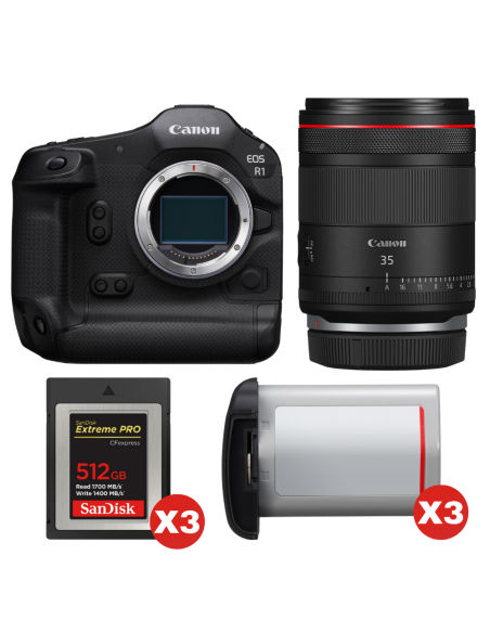 Canon EOS R1 + RF 35mm f/1.4 L VCM + 3 SanDisk 512GB Extreme PRO CFexpress Type B + 3 Canon LP-E19|MCZ DIRECT