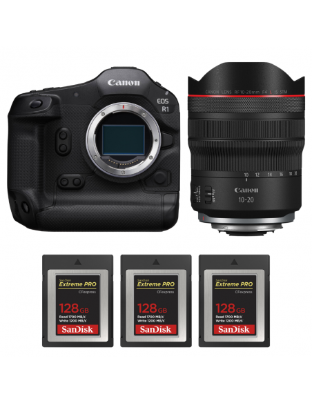 Canon EOS R1 + RF 10-20mm f/4 L IS STM + 3 SanDisk 128GB Extreme PRO CFexpress Type B|MCZ DIRECT