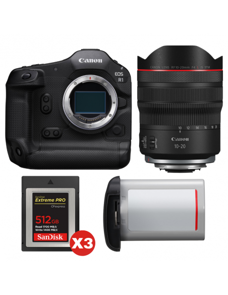 Canon EOS R1 + RF 10-20mm f/4 L IS STM + 3 SanDisk 512GB Extreme PRO CFexpress Type B + Canon LP-E19|MCZ DIRECT