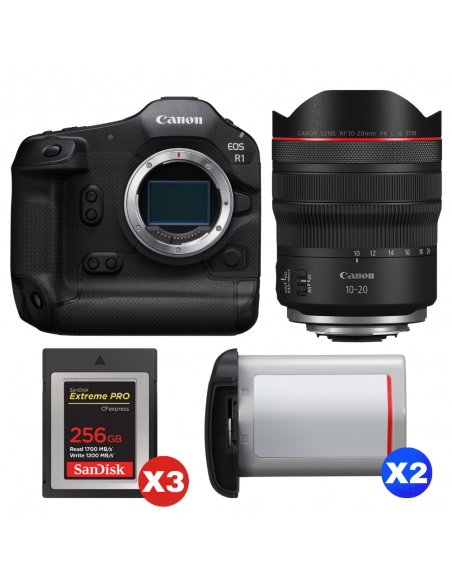 Canon EOS R1 + RF 10-20mm f/4 L IS STM + 3 SanDisk 256GB Extreme PRO CFexpress Type B + 2 Canon LP-E19|MCZ DIRECT