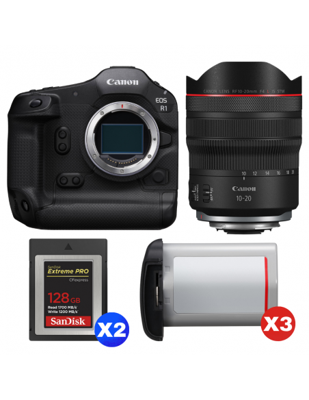 Canon EOS R1 + RF 10-20mm f/4 L IS STM + 2 SanDisk 128GB Extreme PRO CFexpress Type B + 3 Canon LP-E19|MCZ DIRECT