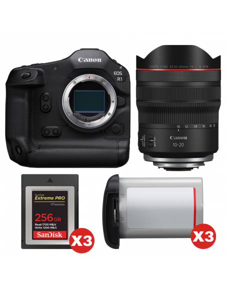Canon EOS R1 + RF 10-20mm f/4 L IS STM + 3 SanDisk 256GB Extreme PRO CFexpress Type B + 3 Canon LP-E19|MCZ DIRECT