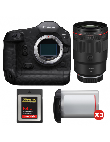 Canon EOS R1 + RF 135mm f/1.8 L IS USM + 1 SanDisk 64GB Extreme PRO CFexpress Type B + 3 Canon LP-E19|MCZ DIRECT