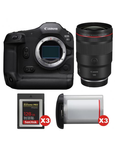 Canon EOS R1 + RF 135mm f/1.8 L IS USM + 3 SanDisk 128GB Extreme PRO CFexpress Type B + 3 Canon LP-E19|MCZ DIRECT