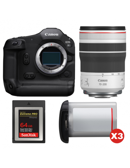 Canon EOS R1 + RF 70-200mm f/4 L IS USM + 1 SanDisk 64GB Extreme PRO CFexpress Type B + 3 Canon LP-E19|MCZ DIRECT