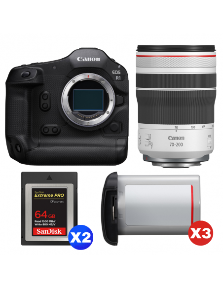 Canon EOS R1 + RF 70-200mm f/4 L IS USM + 2 SanDisk 64GB Extreme PRO CFexpress Type B + 3 Canon LP-E19|MCZ DIRECT
