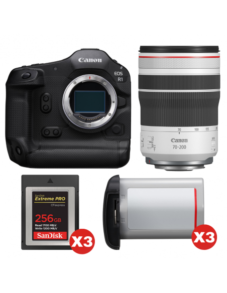 Canon EOS R1 + RF 70-200mm f/4 L IS USM + 3 SanDisk 256GB Extreme PRO CFexpress Type B + 3 Canon LP-E19|MCZ DIRECT