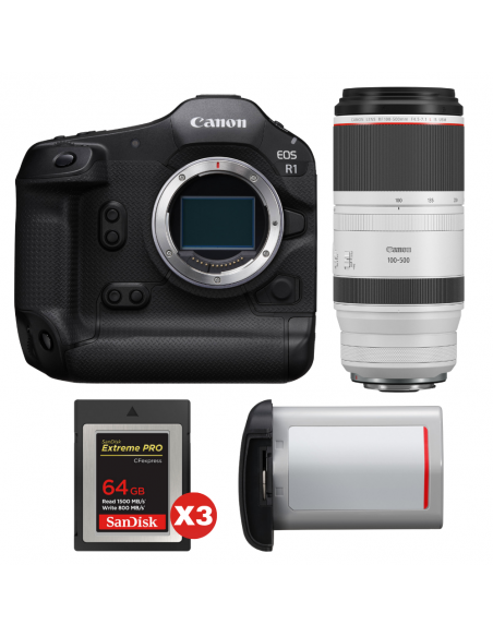 Canon EOS R1 + RF 100-500mm f/4.5-7.1 L IS USM + 3 SanDisk 64GB Extreme PRO CFexpress Type B + Canon LP-E19|MCZ DIRECT