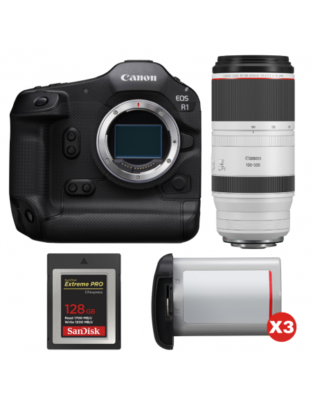 Canon EOS R1 + RF 100-500mm f/4.5-7.1 L IS USM + 1 SanDisk 128GB Extreme PRO CFexpress Type B + 3 Canon LP-E19|MCZ DIRECT