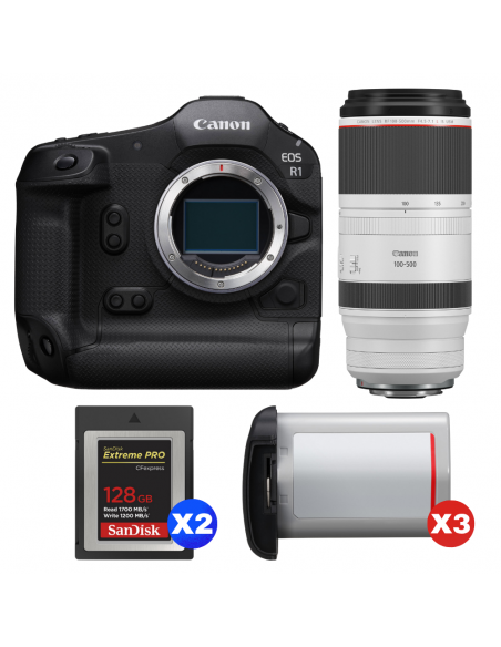 Canon EOS R1 + RF 100-500mm f/4.5-7.1 L IS USM + 2 SanDisk 128GB Extreme PRO CFexpress Type B + 3 Canon LP-E19|MCZ DIRECT