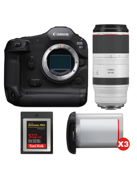 Canon EOS R1 + RF 100-500mm f/4.5-7.1 L IS USM + 1 SanDisk 512GB Extreme PRO CFexpress Type B + 3 Canon LP-E19|MCZ DIRECT
