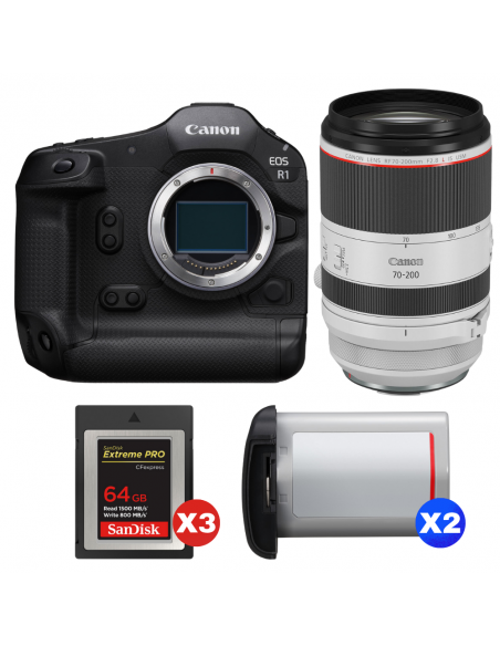 Canon EOS R1 + RF 70-200mm f/2.8 L IS USM + 3 SanDisk 64GB Extreme PRO CFexpress Type B + 2 Canon LP-E19|MCZ DIRECT