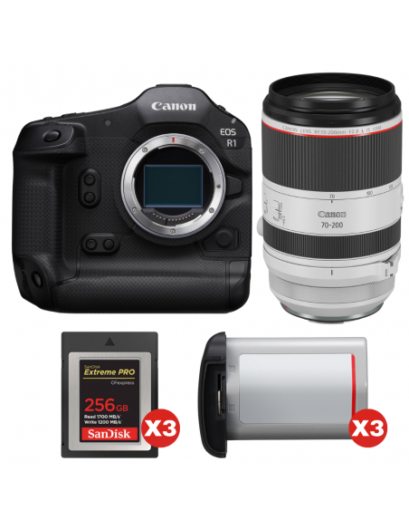 Canon EOS R1 + RF 70-200mm f/2.8 L IS USM + 3 SanDisk 256GB Extreme PRO CFexpress Type B + 3 Canon LP-E19|MCZ DIRECT