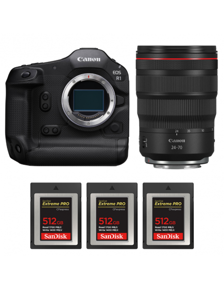 Canon EOS R1 + RF 24-70mm f/2.8 L IS USM + 3 SanDisk 512GB Extreme PRO CFexpress Type B|MCZ DIRECT