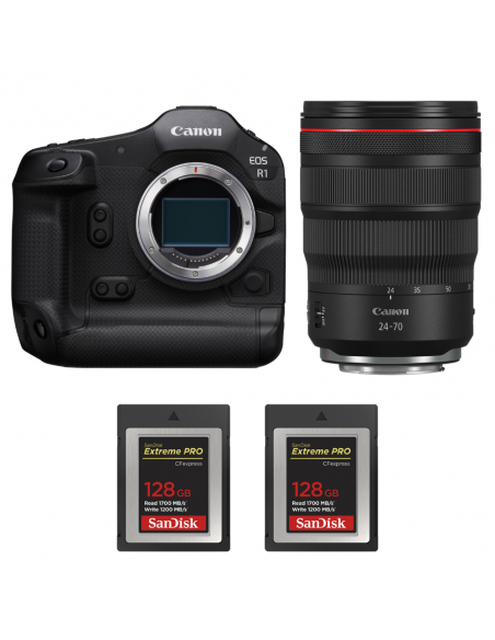 Canon EOS R1 + RF 24-70mm f/2.8 L IS USM + 2 SanDisk 128GB Extreme PRO CFexpress Type B|MCZ DIRECT