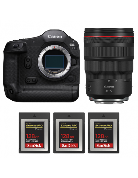 Canon EOS R1 + RF 24-70mm f/2.8 L IS USM + 3 SanDisk 128GB Extreme PRO CFexpress Type B|MCZ DIRECT