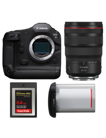 Canon EOS R1 + RF 24-70mm f/2.8 L IS USM + 1 SanDisk 64GB Extreme PRO CFexpress Type B + Canon LP-E19|MCZ DIRECT