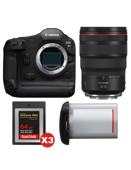 Canon EOS R1 + RF 24-70mm f/2.8 L IS USM + 3 SanDisk 64GB Extreme PRO CFexpress Type B + Canon LP-E19|MCZ DIRECT