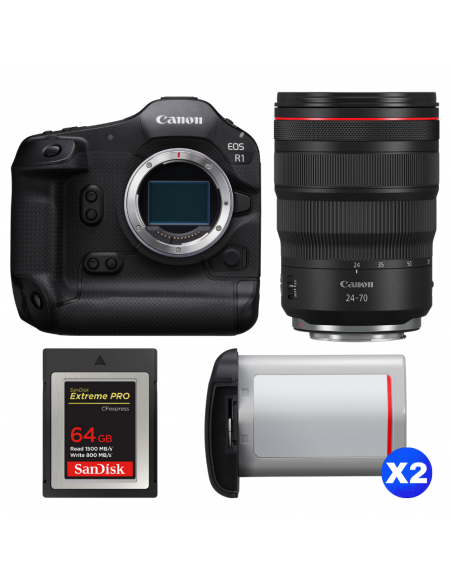 Canon EOS R1 + RF 24-70mm f/2.8 L IS USM + 1 SanDisk 64GB Extreme PRO CFexpress Type B + 2 Canon LP-E19|MCZ DIRECT