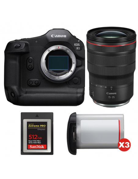 Canon EOS R1 + RF 15-35mm f/2.8 L IS USM + 1 SanDisk 512GB Extreme PRO CFexpress Type B + 3 Canon LP-E19|MCZ DIRECT