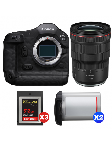 Canon EOS R1 + RF 15-35mm f/2.8 L IS USM + 3 SanDisk 512GB Extreme PRO CFexpress Type B + 2 Canon LP-E19|MCZ DIRECT