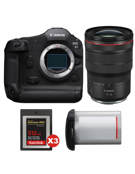 Canon EOS R1 + RF 15-35mm f/2.8 L IS USM + 3 SanDisk 512GB Extreme PRO CFexpress Type B + Canon LP-E19|MCZ DIRECT