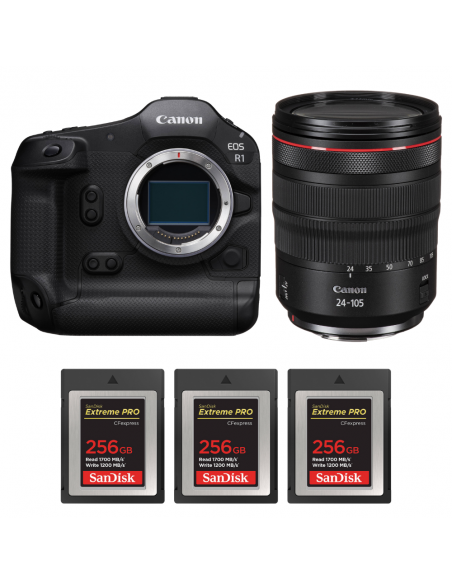 Canon EOS R1 + RF 24-105mm f/4 L IS USM + 3 SanDisk 256GB Extreme PRO CFexpress Type B|MCZ DIRECT