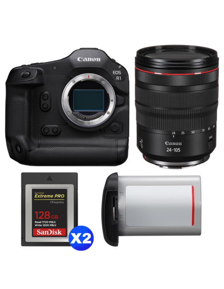 Canon EOS R1 + RF 24-105mm f/4 L IS USM + 2 SanDisk 128GB Extreme PRO CFexpress Type B + Canon LP-E19|MCZ DIRECT