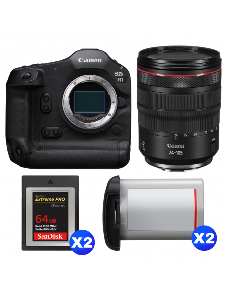 Canon EOS R1 + RF 24-105mm f/4 L IS USM + 2 SanDisk 64GB Extreme PRO CFexpress Type B + 2 Canon LP-E19|MCZ DIRECT