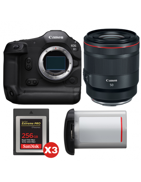 Canon EOS R1 + RF 50mm f/1.2 L USM + 3 SanDisk 256GB Extreme PRO CFexpress Type B + Canon LP-E19|MCZ DIRECT