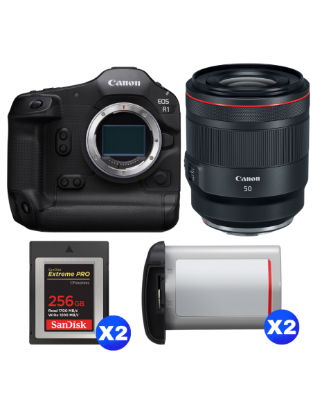 Canon EOS R1 + RF 50mm f/1.2 L USM + 2 SanDisk 256GB Extreme PRO CFexpress Type B + 2 Canon LP-E19|MCZ DIRECT