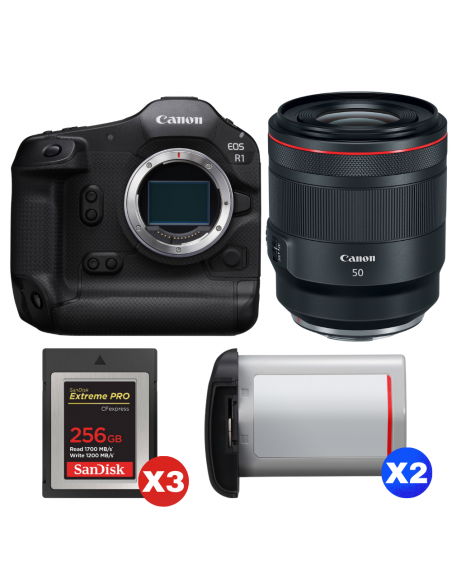 Canon EOS R1 + RF 50mm f/1.2 L USM + 3 SanDisk 256GB Extreme PRO CFexpress Type B + 2 Canon LP-E19|MCZ DIRECT