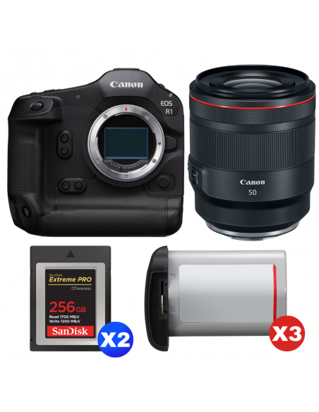 Canon EOS R1 + RF 50mm f/1.2 L USM + 2 SanDisk 256GB Extreme PRO CFexpress Type B + 3 Canon LP-E19|MCZ DIRECT