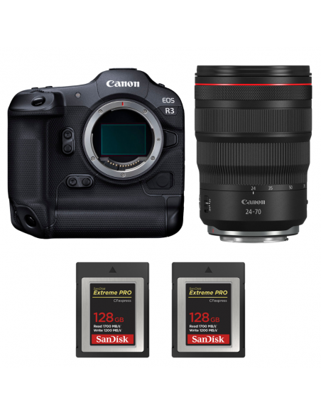 Canon EOS R3 + RF 24-70mm f/2.8 L IS USM + 2 SanDisk 128GB Extreme PRO CFexpress Type B|MCZ DIRECT
