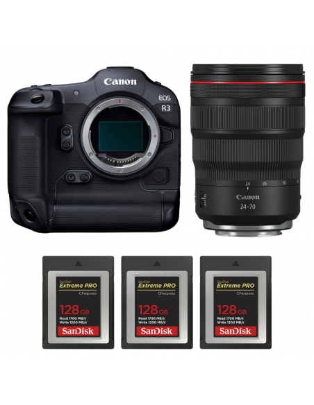 Canon EOS R3 + RF 24-70mm f/2.8 L IS USM + 3 SanDisk 128GB Extreme PRO CFexpress Type B|MCZ DIRECT