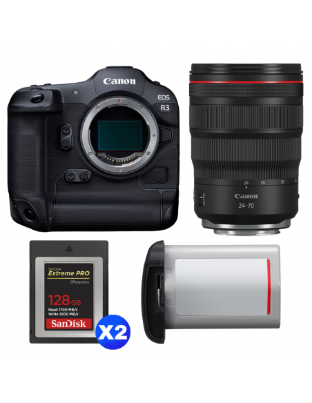 Canon EOS R3 + RF 24-70mm f/2.8 L IS USM + 2 SanDisk 128GB Extreme PRO CFexpress Type B + Canon LP-E19|MCZ DIRECT
