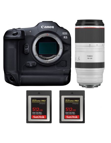 Canon EOS R3 + RF 100-500mm f/4.5-7.1 L IS USM + 2 SanDisk 512GB Extreme PRO CFexpress Type B|MCZ DIRECT