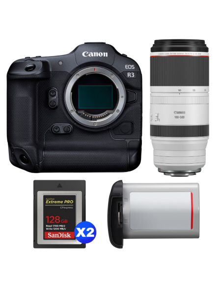 Canon EOS R3 + RF 100-500mm f/4.5-7.1 L IS USM + 2 SanDisk 128GB Extreme PRO CFexpress Type B + Canon LP-E19|MCZ DIRECT