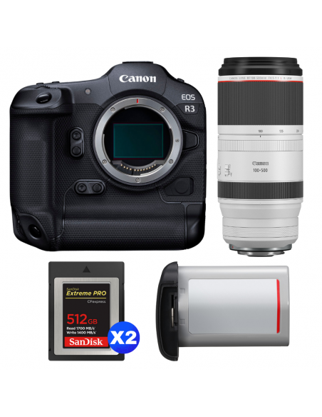 Canon EOS R3 + RF 100-500mm f/4.5-7.1 L IS USM + 2 SanDisk 512GB Extreme PRO CFexpress Type B + Canon LP-E19|MCZ DIRECT