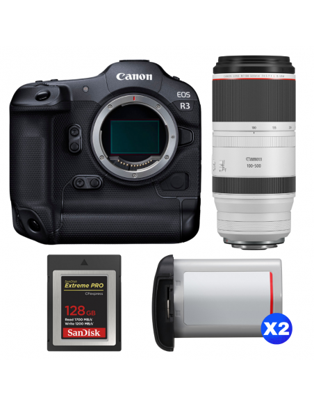 Canon EOS R3 + RF 100-500mm f/4.5-7.1 L IS USM + 1 SanDisk 128GB Extreme PRO CFexpress Type B + 2 Canon LP-E19|MCZ DIRECT