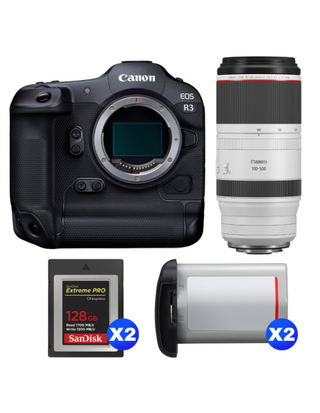 Canon EOS R3 + RF 100-500mm f/4.5-7.1 L IS USM + 2 SanDisk 128GB Extreme PRO CFexpress Type B + 2 Canon LP-E19|MCZ DIRECT
