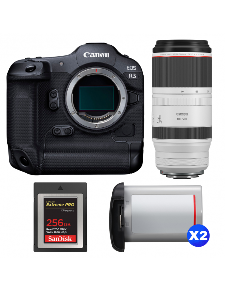 Canon EOS R3 + RF 100-500mm f/4.5-7.1 L IS USM + 1 SanDisk 256GB Extreme PRO CFexpress Type B + 2 Canon LP-E19|MCZ DIRECT