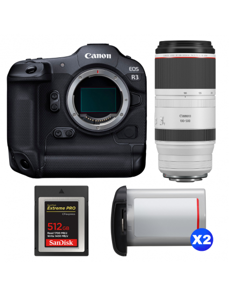 Canon EOS R3 + RF 100-500mm f/4.5-7.1 L IS USM + 1 SanDisk 512GB Extreme PRO CFexpress Type B + 2 Canon LP-E19|MCZ DIRECT
