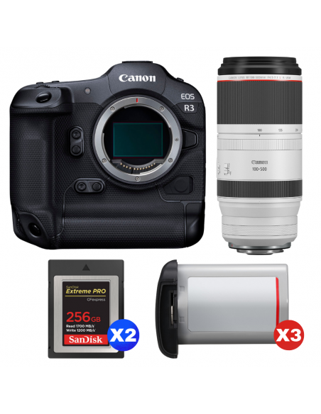 Canon EOS R3 + RF 100-500mm f/4.5-7.1 L IS USM + 2 SanDisk 256GB Extreme PRO CFexpress Type B + 3 Canon LP-E19|MCZ DIRECT