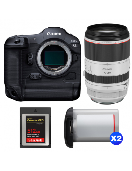 Canon EOS R3 + RF 70-200mm f/2.8 L IS USM + 1 SanDisk 512GB Extreme PRO CFexpress Type B + 2 Canon LP-E19|MCZ DIRECT