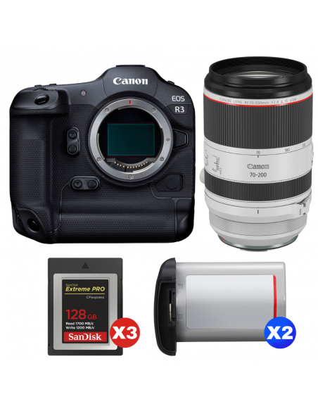 Canon EOS R3 + RF 70-200mm f/2.8 L IS USM + 3 SanDisk 128GB Extreme PRO CFexpress Type B + 2 Canon LP-E19|MCZ DIRECT