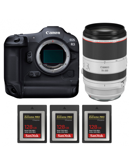 Canon EOS R3 + RF 70-200mm f/2.8 L IS USM + 3 SanDisk 128GB Extreme PRO CFexpress Type B|MCZ DIRECT