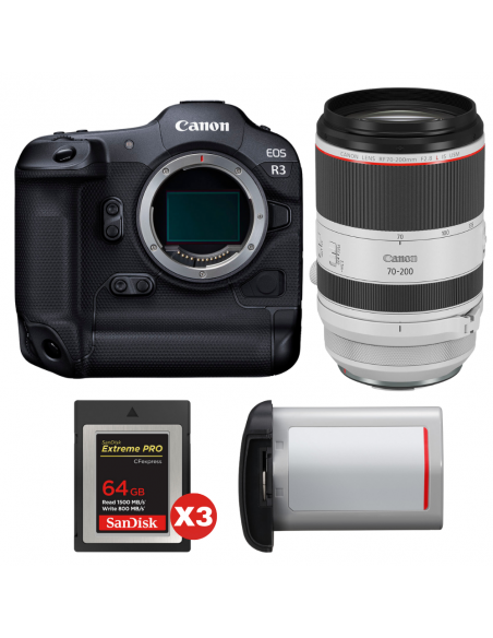 Canon EOS R3 + RF 70-200mm f/2.8 L IS USM + 3 SanDisk 64GB Extreme PRO CFexpress Type B + Canon LP-E19|MCZ DIRECT